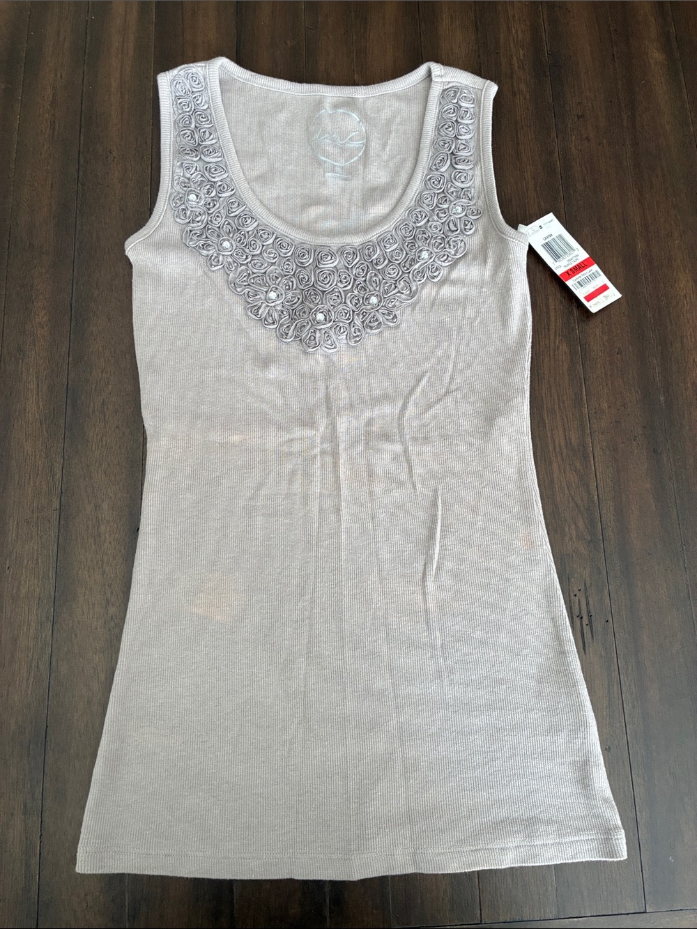 INC International Concepts Taupe Embellished Scoop Neck Tank